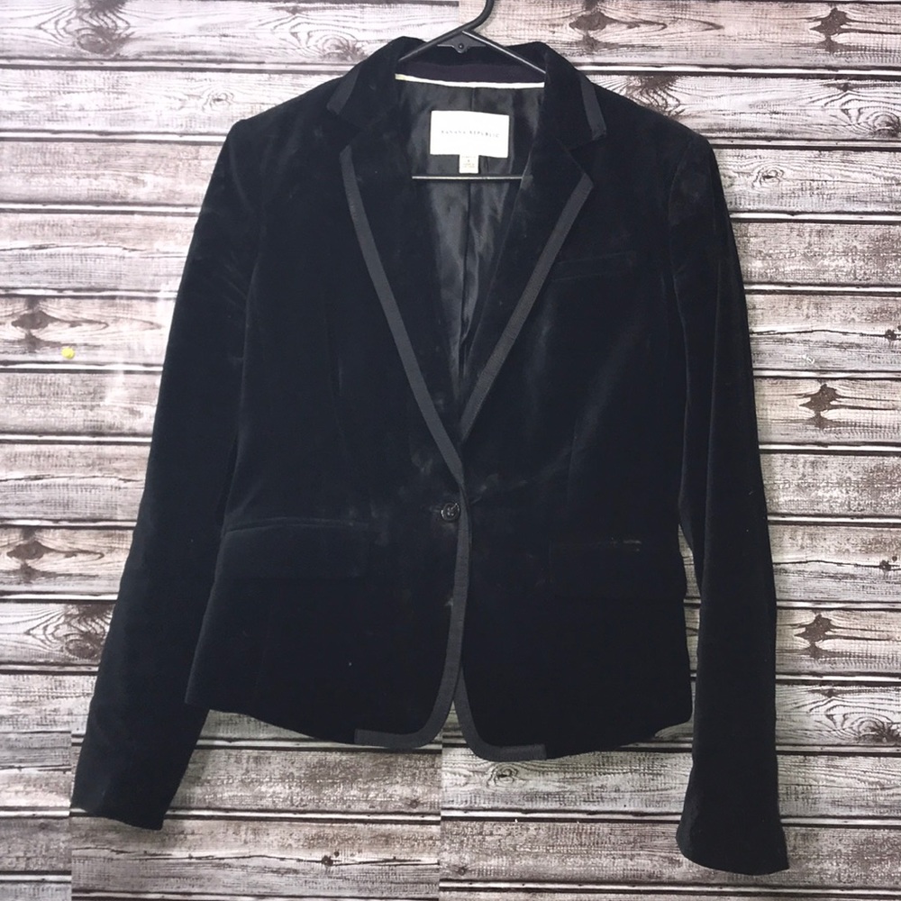 Banana Republic Black Velvet Blazer Jacket | 8
